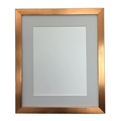 Image of FRAMES BY POST 0.75 Inch Bronze Picture Photo Frame With Light Grey Mount 14 x11 Image Size A4 Plastic Glass