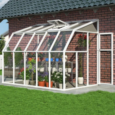 Image of 6&#039;x10&#039; Palram Canopia Rion White Sun Room Walk In Wall Greenhouse (1.8x3m)