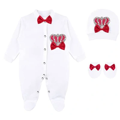 Image of Lilax Baby Boy Newborn Crown Jewels Layette 3 Piece Gift Set 0 Months (Red, Months)