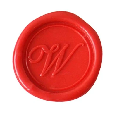 Image of Herbin 40323T Modern English Handwriting brass disc for sealing wax, letter W