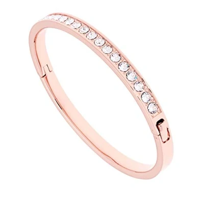 Image of Ted Baker Clemara Hinge Crystal Bangle Bracelet For Women Medium (Rose Gold/Crystal)