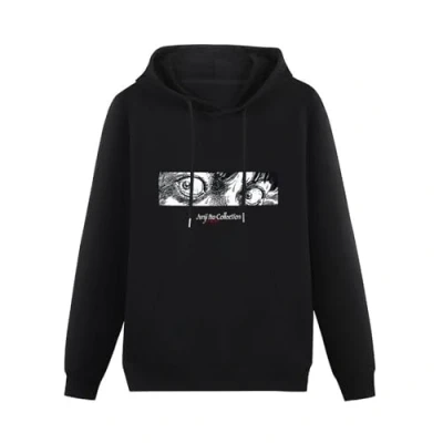 Image of ExbeRt Junji Ito Eyes Hoodie Long Sleeve Hoody With Pocket Sweatershirt, Men Size XL Black