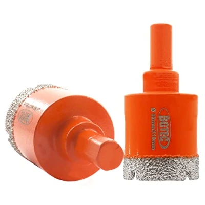 Image of BGTEC Diamond Core Drill Bits, 2pcs 32mm Triangle Shank Hole Saw Bits for Ceramic Porcelain Tile Marble Granite Stoneware Quartz Vacuum Brazed Bit 65mm Length