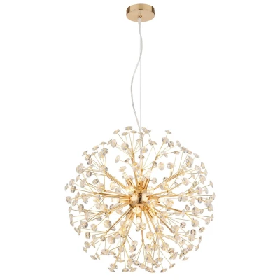 Image of Katrina Spherical Pendant Ceiling Light Gold Colors K9 Crystals 9x G9 3000K