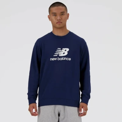 Image of New Balance Essentials French LOGO CREW Unisex Sweatshirt, Size: XL, Navy