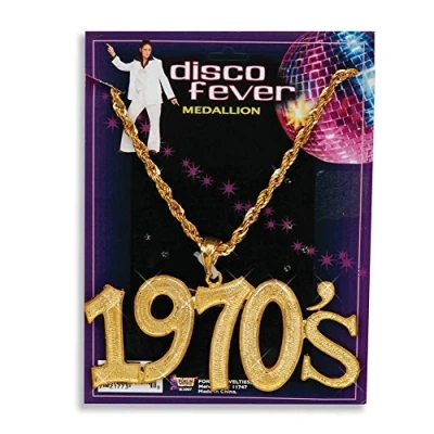 Image of Bristol Novelty BA1079 1970’s Disco Necklace Unisex Gold 1970&#039;, Womens, One Size