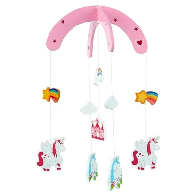 Image of Mousehouse Gifts Unicorn Wooden Crib Mobile for Babies, Hanging Toys Baby Mobile,