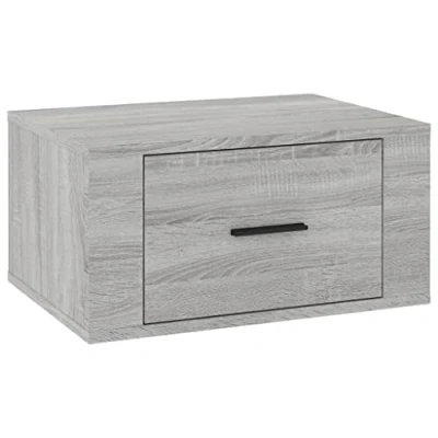 Image of vidaXL Wall mounted Bedside Cabinet Bedroom Floating Unit Nightstand Grey Sonoma 50x36x25 cm