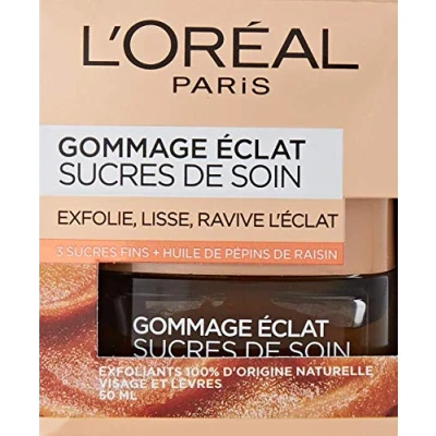 Image of L&#039;Oréal Paris Radiance Scrub for Face &amp; Lips Exfoliating Smoothing With 3 Fine Sugars Grape Seed Oil All Skin Types Care 50 ml