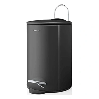 Image of Blomus TUBO Pedal Bin Made of Powder Coated Steel, anthracite, 3 L Capacity, Smart Close System, Removable Bucket, Exclusive Bathroom Accessory (H x W D: 24.5 17 cm, 68888)