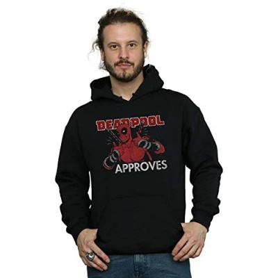 Image of Marvel Men&#039;s Deadpool Approves Hoodie Black Large