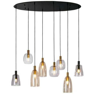 Image of Divine 8 Light Multi,Drop Pendant Black, Coloured Glass