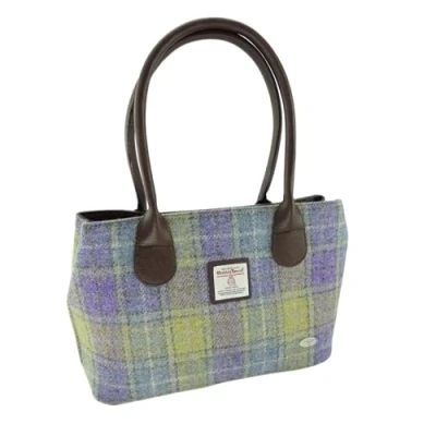 Image of Glen Appin of Scotland Harris Tweed Classic Handbag LB1003 Cassley (Colour 112 Lilac/Green)