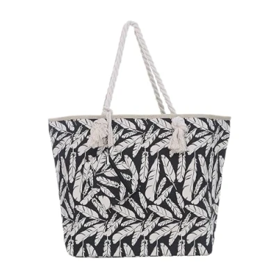 Image of DonDon Large beach bag for women with zip Waterproof Pool tote bags Stripes Black White