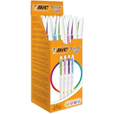 Image of BIC Cristal Up Ballpoint Pens Assorted Colours, Box of 20 Count (Pack 1)