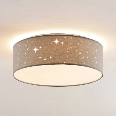 Image of Lindby LED Ceiling Light &#039;Ellamina&#039; (Modern) in Silver Made of Textile for e.g. Living Room &amp; Dining (1 Source,) from lamp, lamp