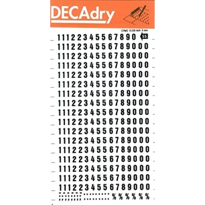 Image of APLI Number Transfers (1 Sheet) DD55F 6 mm Black