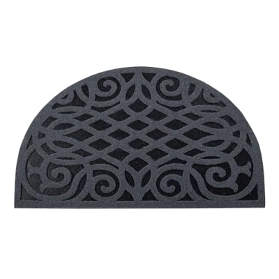 Image of Nicoman Eco Friendly Door Mat Non Slip Heavy Duty Rubber Doormat Barrier Scrape Indoor Outdoor Entrance Garden Garage Anti Fatigue Watertight (Grey, Half Moon, 75 x 44cm)