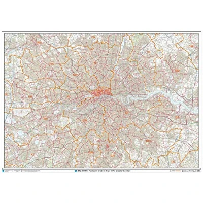 Image of Greater London Postcode District Wall Map Plastic Coated