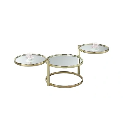 Image of ASPECT Eterntity Glass Coffee Table With Swivel Motion (Brass/Mirror)