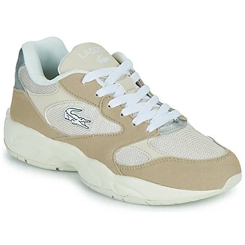 Image of Lacoste Storm 96 Junior Athleisure LACE Unisex Trainers Light brown/offwhite for kids, Size: 3.5, brown/off white Imitation leather/ textile