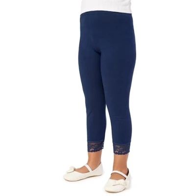 Image of Merry Style Girl&#039;s 3/4 Leggings with Lace MS10 228(Navy Blue, 10 Years)