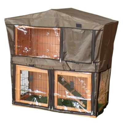 Image of CHARLES BENTLEY Deluxe Guinea Pig Pet Hutch and Play Area Cover For PET/HUTCH.03, Weatherproof, Transparent Window Over Mesh, Ventilation, Door Window, Closing Zip, Hook Loop Fastenings (101x100x54cm)