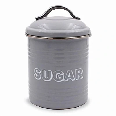 Image of Lesser &amp; Pavey Sweet Home Sugar Canister, Metal, Grey, 11 x 19 cm