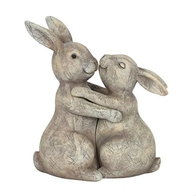 Image of Charming Brown Bunny Couple Ornament 11.5x9cm Centimetres Showcase Love &amp; Embrace Design