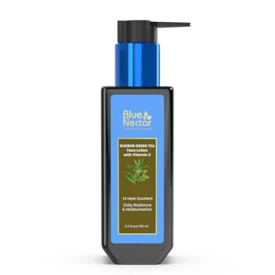 Image of Blue Nectar Green Tea Face Cream Moisturizer for Oily Skin and Acne Prone with Hyaluronic Acid, Vitamin C, Rosehip Women Men (14 Ayurvedic Herbs, 100ml)