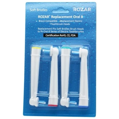 Image of Oral B Braun Compatible Interspace Electric Toothbrush Head, Deep Plaque Remover, Rozar Pack of 4, Cleans Between Teeth