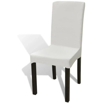Image of vidaXL 6 pcs Cream Straight Stretchable Chair Cover