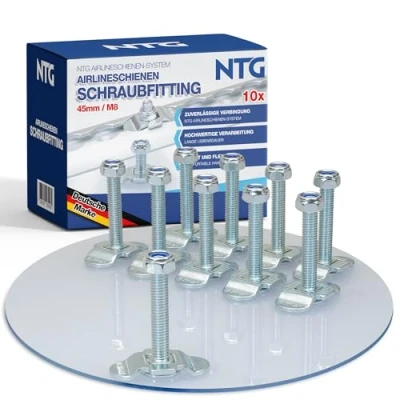 Image of NTG 10 x Single Screw Fitting for Airline Rail M8 45. 500 daN