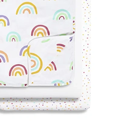 Image of Snuz 3 Piece Crib Bedding Set Rainbow, Count (Pack of 1)
