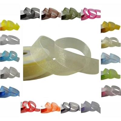 Image of 50m / 25m Roll Luxury Organza Woven Edge Ribbon Reel Rolls 3mm, 9mm, 15mm, 25mm, 40mm (Ivory, x 25 Metres)