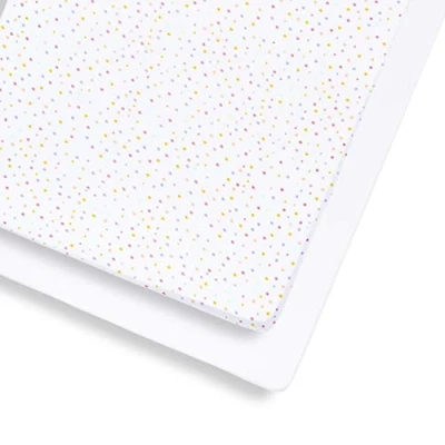 Image of 2 Pack Cot &amp; Bed Fitted Sheets 140 x 70cm Multicolour Spot Design Light, Breathable Luxurious Jersey Cotton Made To Last Designed Fit Beds