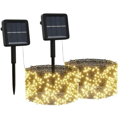 Image of vidaXL Solar Fairy Lights 2 pcs 2x200 LED Warm White Indoor Outdoor