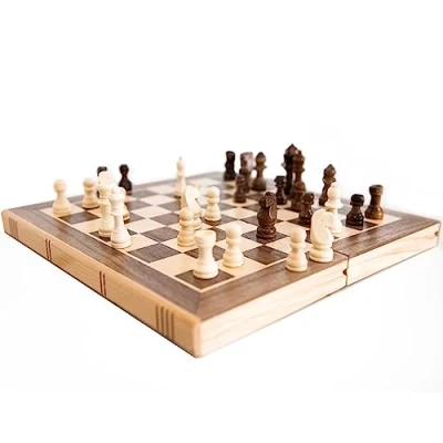 Image of M.Y Premium 12&quot; Wooden Chess Set Two In One Traditional Board Game with Draughts for Adults &amp; Kids