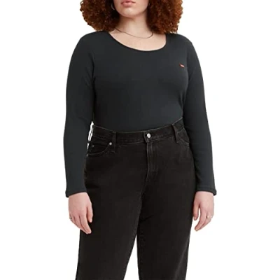 Image of Levi&#039;s Women&#039;s Plus Size Honey Long Sleeve Top, Caviar, 1XL