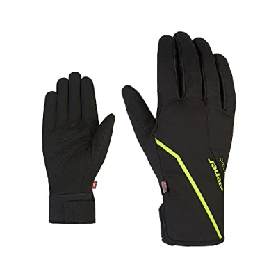 Image of Ziener Men&#039;s ULTIMO Cross Country Gloves Primaloft Windproof Soft Shell, Black.lime, 10