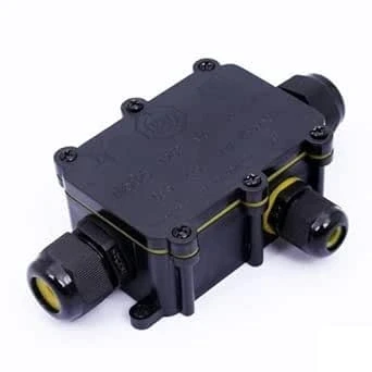 Image of IP68 2/3 Way Waterproof Outdoor 3 Cable PG9 Black Plastic Connector Gland Electrical Junction Box 240v UK Mains, Easy Insertion and Extraction (3 Box)