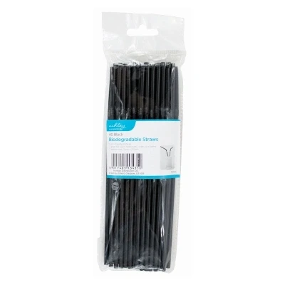 Image of Black 21cm Biodegradable Straws 0 By Ashley