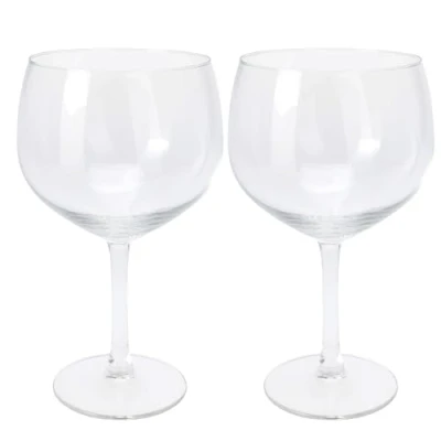 Image of Excellent Houseware Gin Tonic Glasses Set of 2 650ml Large Glass Copa Style Balloon Cocktail G&amp;T Drinking for Parties Home Barware Restaurant Pub Stem Glassware