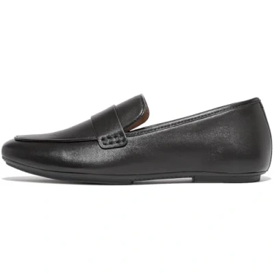 Image of Fitflop Women&#039;s DELICATO Soft Leather Loafers Shoe, Black, 9 UK