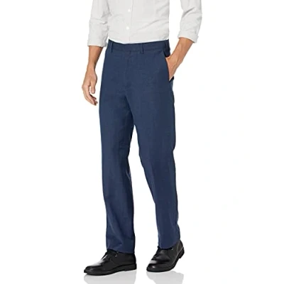 Image of Cubavera Men&#039;s Flat Front Linen Blend (Waist Size 30 54 Big &amp; Tall) Casual Pants, Dress Blues, 30W x 32L