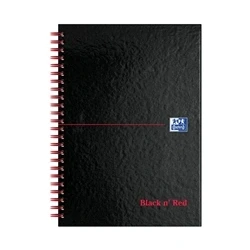 Image of Black n&#039; Red Ruled Perforated Wirebound Hardback Notebook A5 (5 Pack)