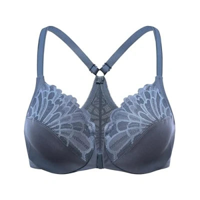 Image of MELENECA Women&#039;s Front Fastening Racerback Plus Size Stretch Lace Underwire Unlined Bras Nightfall 40B
