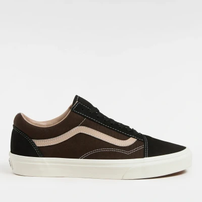 Image of Vans OLD Skool Unisex Trainers, Women&#039;s, Size: 5.5, Tone black/brown Leather and textile