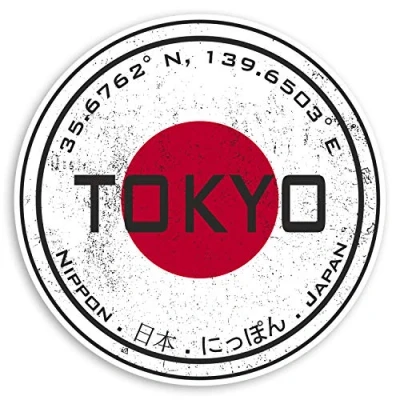 Image of 2 x 10cm Tokyo Japan Vinyl Stickers Flag Japanese Fun Sticker Luggage #20412 (10cm Wide)