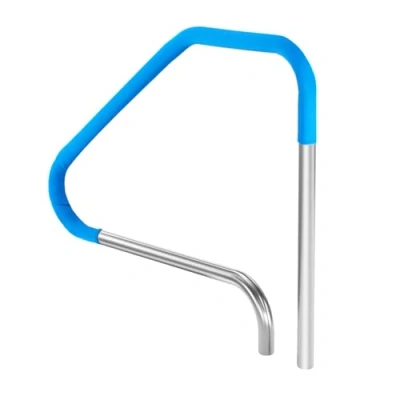 Image of VEVOR Pool Handrail,46 x 37 inch Railing, Stainless Steel (Pre Built) for Indoor/Outdoor Pools,Swimming Railing Decks,Rust Proof Grab Bar with Blue Grip Cover&amp;Accessories Spas